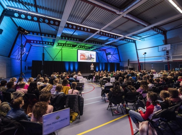 Leerlingen bij 100% verkeersveilig event opening