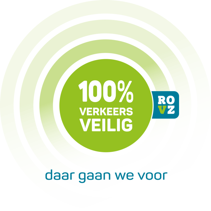 Beeldmerk 100% verkeersveilig met logo ROVZ