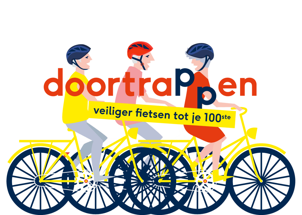 Logo Doortrappen met fietshelm